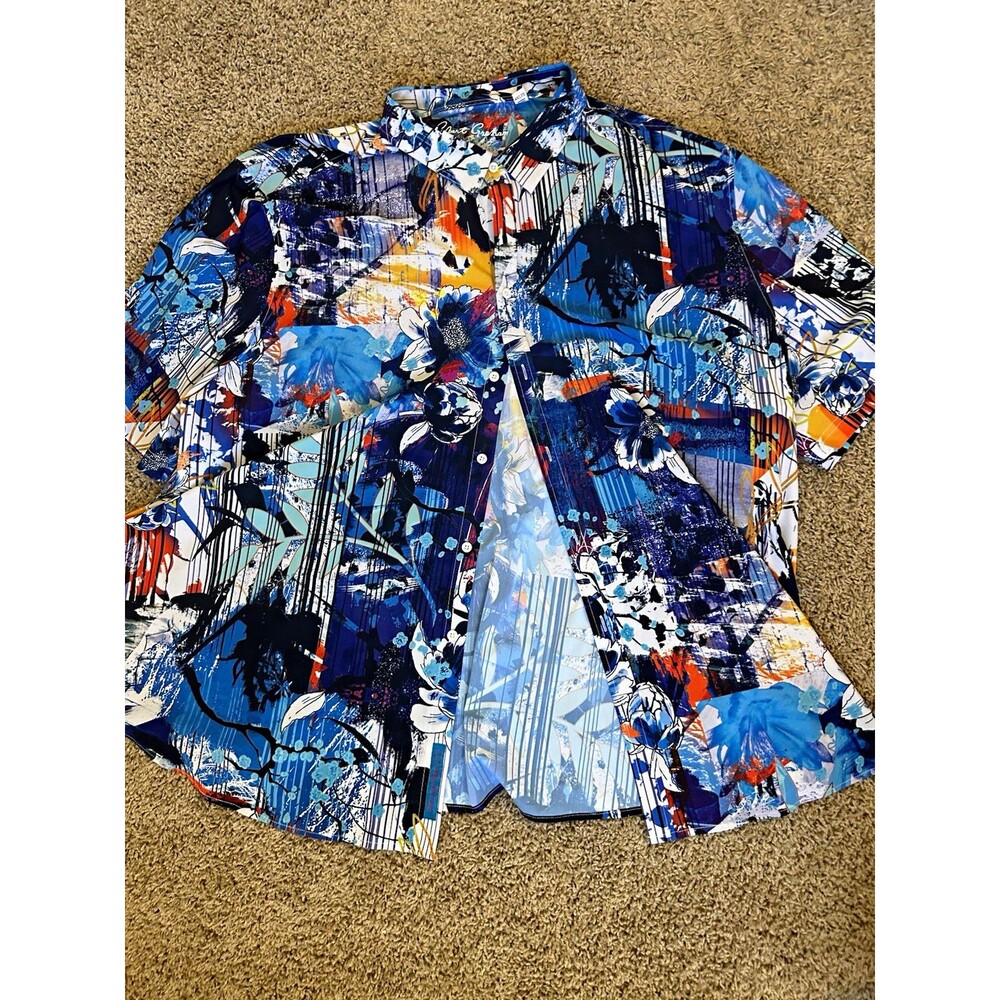 Robert Graham Men’s 4XL Big & Tall Multicolor Abstract Short Sleeve Button-Up